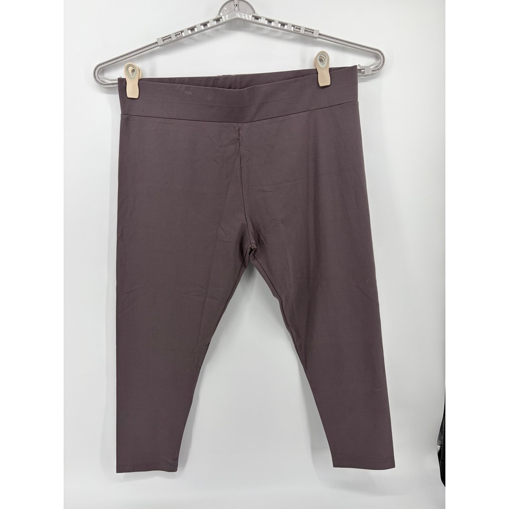 LOGO Layers Womens 2XP Gray Cropped Leggings Cotton Stretch High Rise